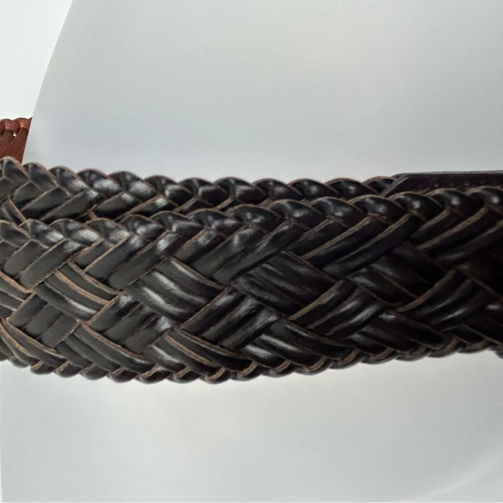 Happy Time Brown Leather Weave‎ Belt